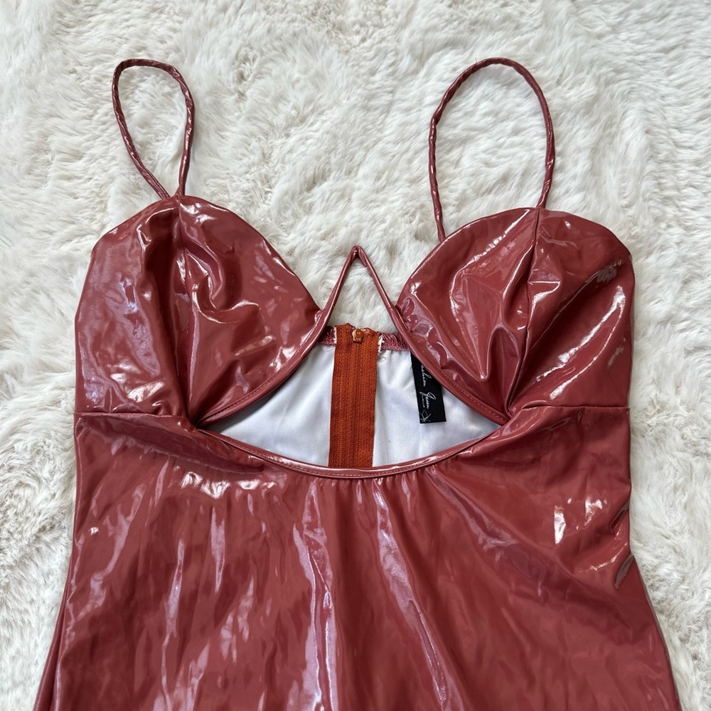 COPY - Underwire latex mini dress pink nude blush fitted
